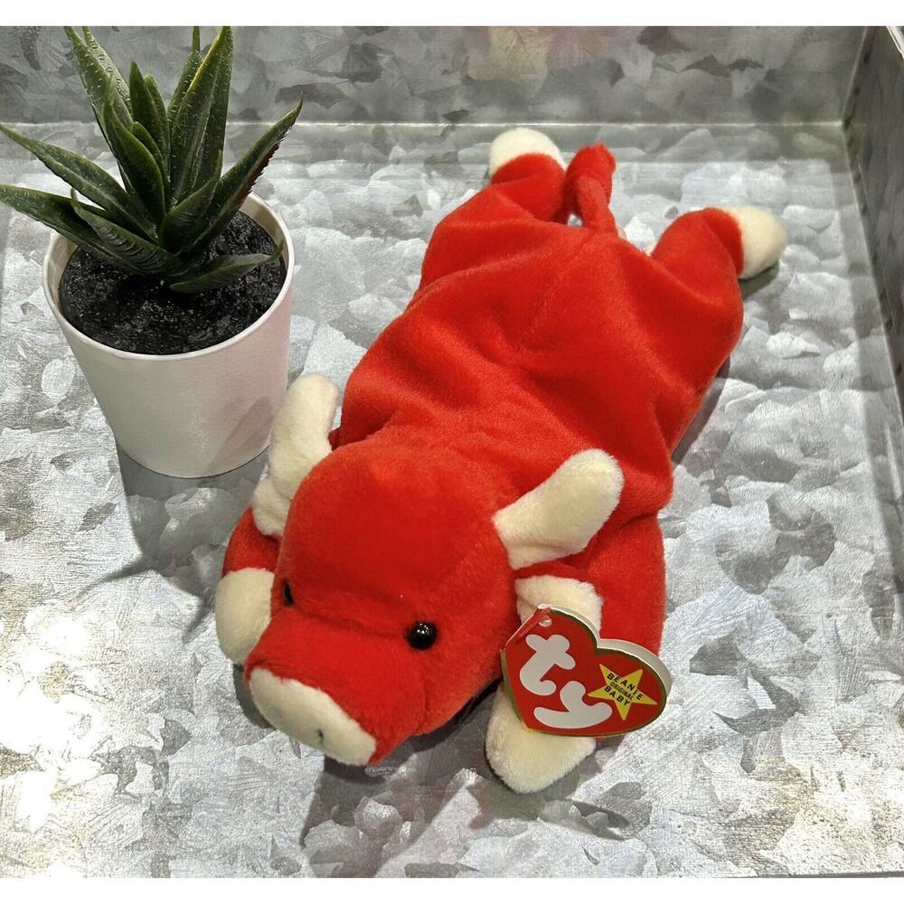 Ty Beanie Baby Vintage 1998 “Snort” the Red Bull Mint With Tags